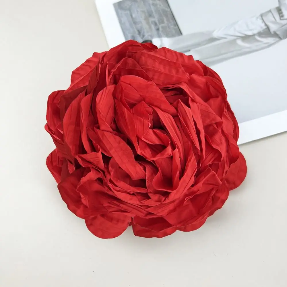 New 16CM Multi-layer Rose Flower Brooch Fabric Exaggerate Dress Suit Corsage Women Magazine Wedding Shoot Sweater Coat Pin