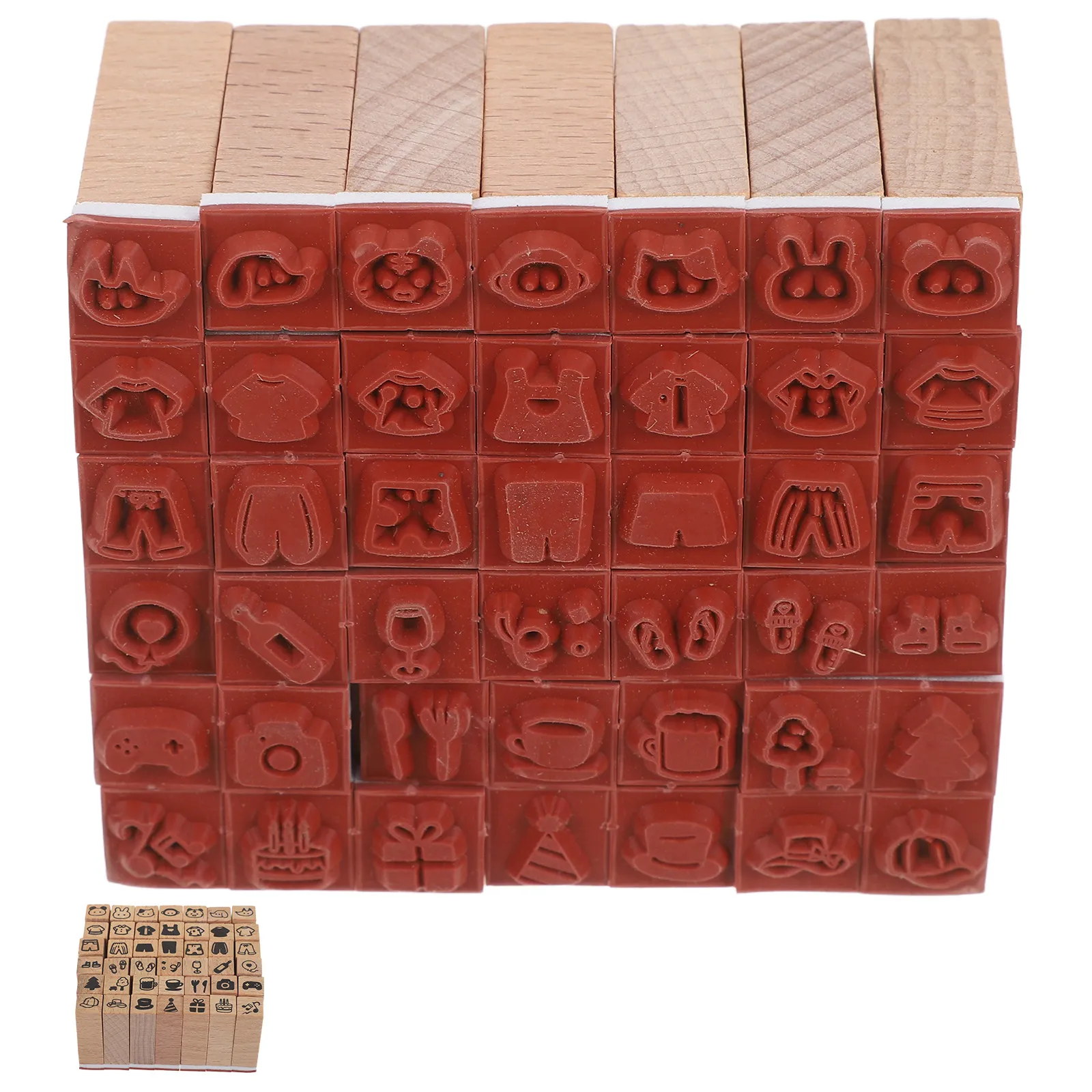 

42Pcs Wooden Animal Rubber Stamp Kit for Children DIY Stationery Stamping Invitations Thank You Cards Christmas Stocking