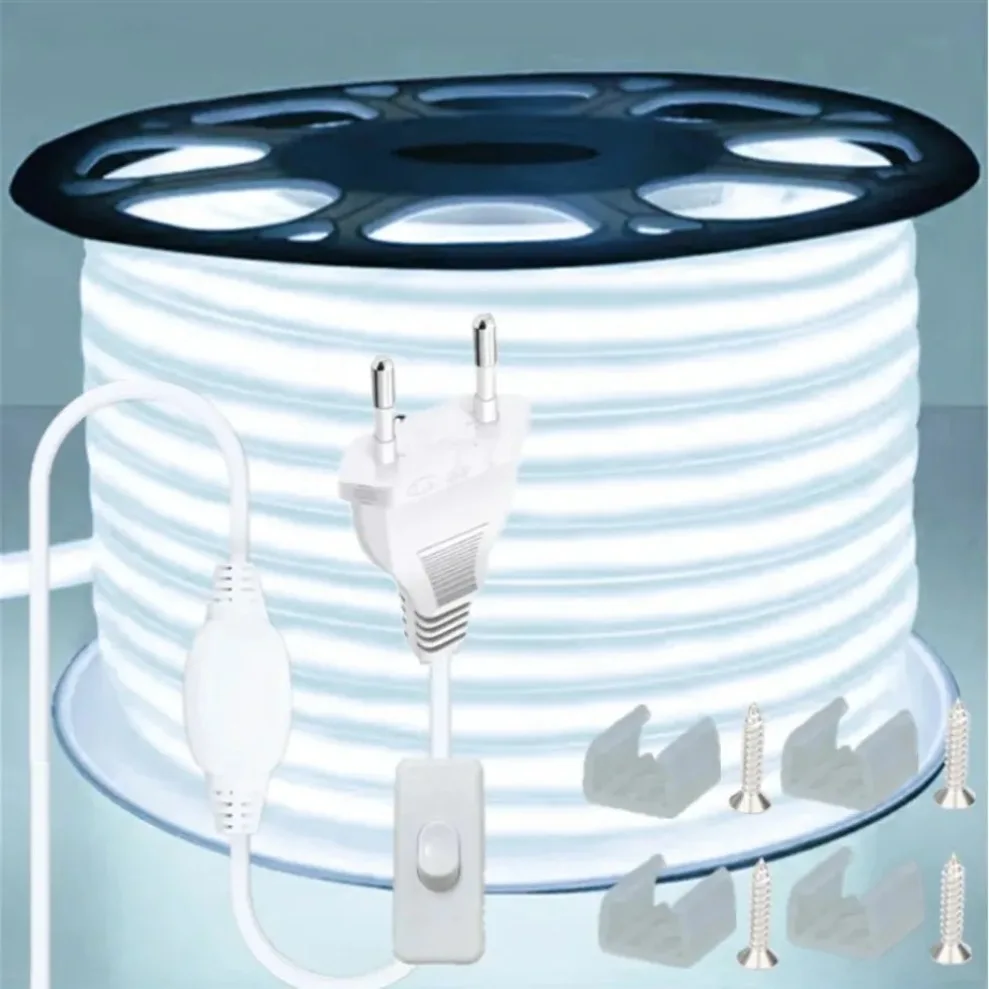 10mm Lens COB LED Strip AC220V RA95 288LEDs/m with Dimming EU plug IP65 Waterproof Flexible Tape for Home Garden Courtyard Decor view 2