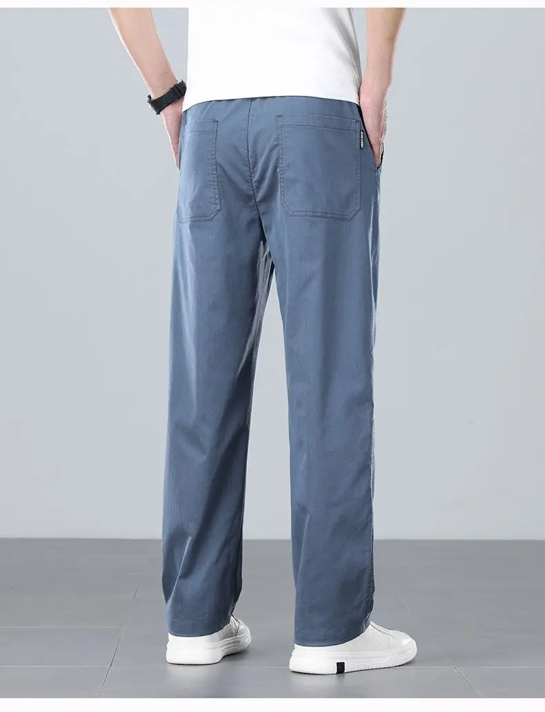 남성용 고급 텐셀 얇은 캐주얼 팬츠, 2025 여름 라이오셀 스트레이트 드레이프 팬츠, 통기성 좋은 와이드 팬츠