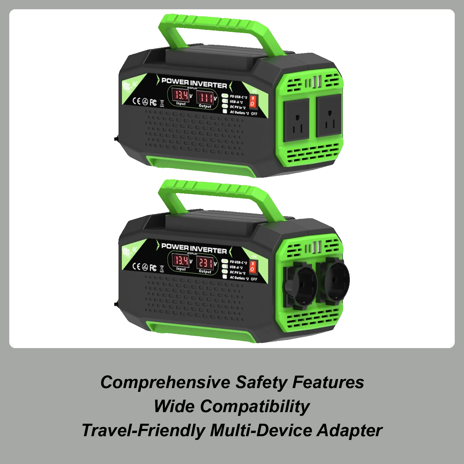 

12V Inverter 300W Car Voltage Inverter 12V To 220V/110V Digital Display Charger With 2 Sockets 4 USB Ports Plug Outlet For