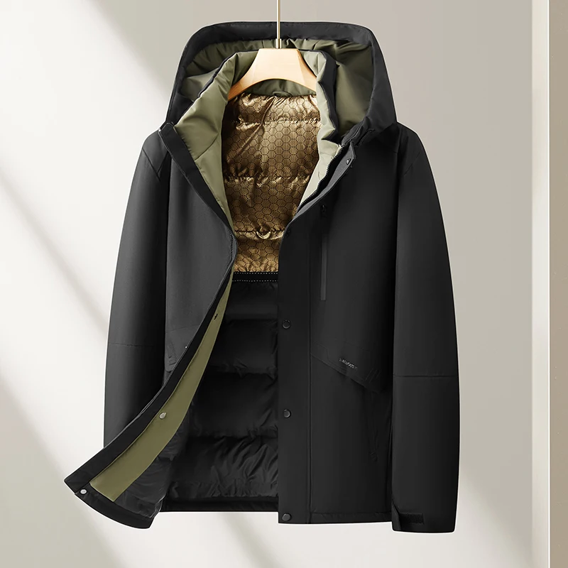 Oversized Men's 90% White Duck Down Jackets Winter Outdoor Windproof Warm Hooded Puffer Coat Loose Thicken Padded Parka Clothing