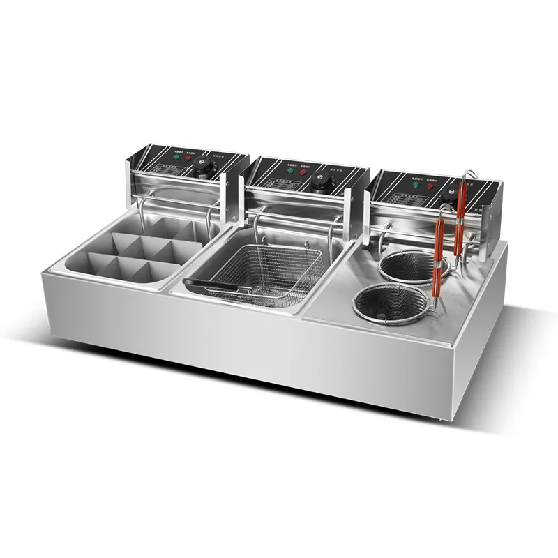 Freidora portátil, olla para cocinar fideos, máquina para preparar Oden 3 en 1, máquina para freír snacks para la industria de servicios de alimentos en restaurantes y hoteles.