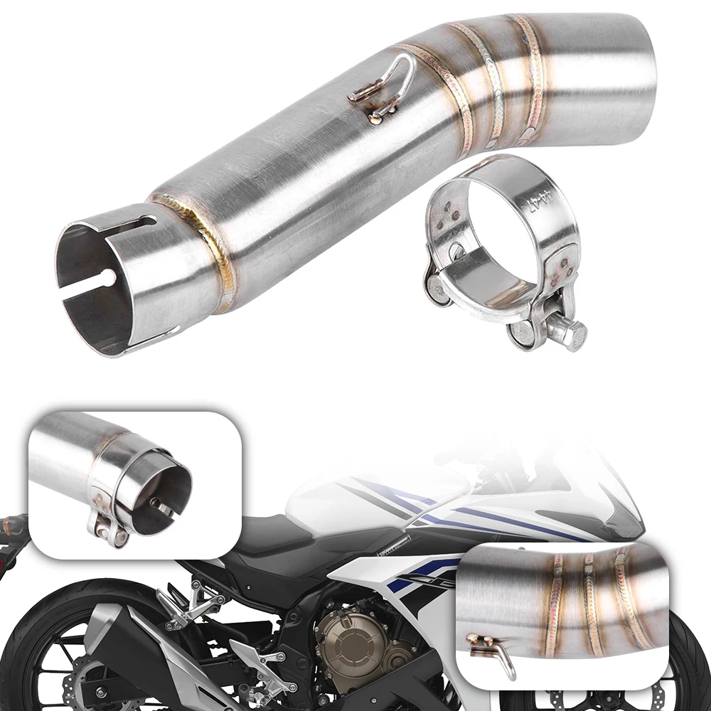 alone Hot Sale Very Durable Motorcycle 51mm 2" Muffler Exhaust Link Pipe for Honda CBR500R CB500X CBR400R CB400X 2013-5