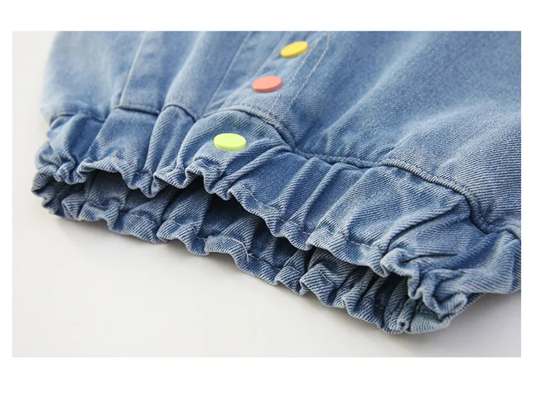 Neue Sommer-Jeansshorts für Kinder, Unterrock für Teenager-Mädchen, Lässiger Rock mit Shorts, Bunte Jeans-Culottes mit Knöpfen für Kinder – Detail 10