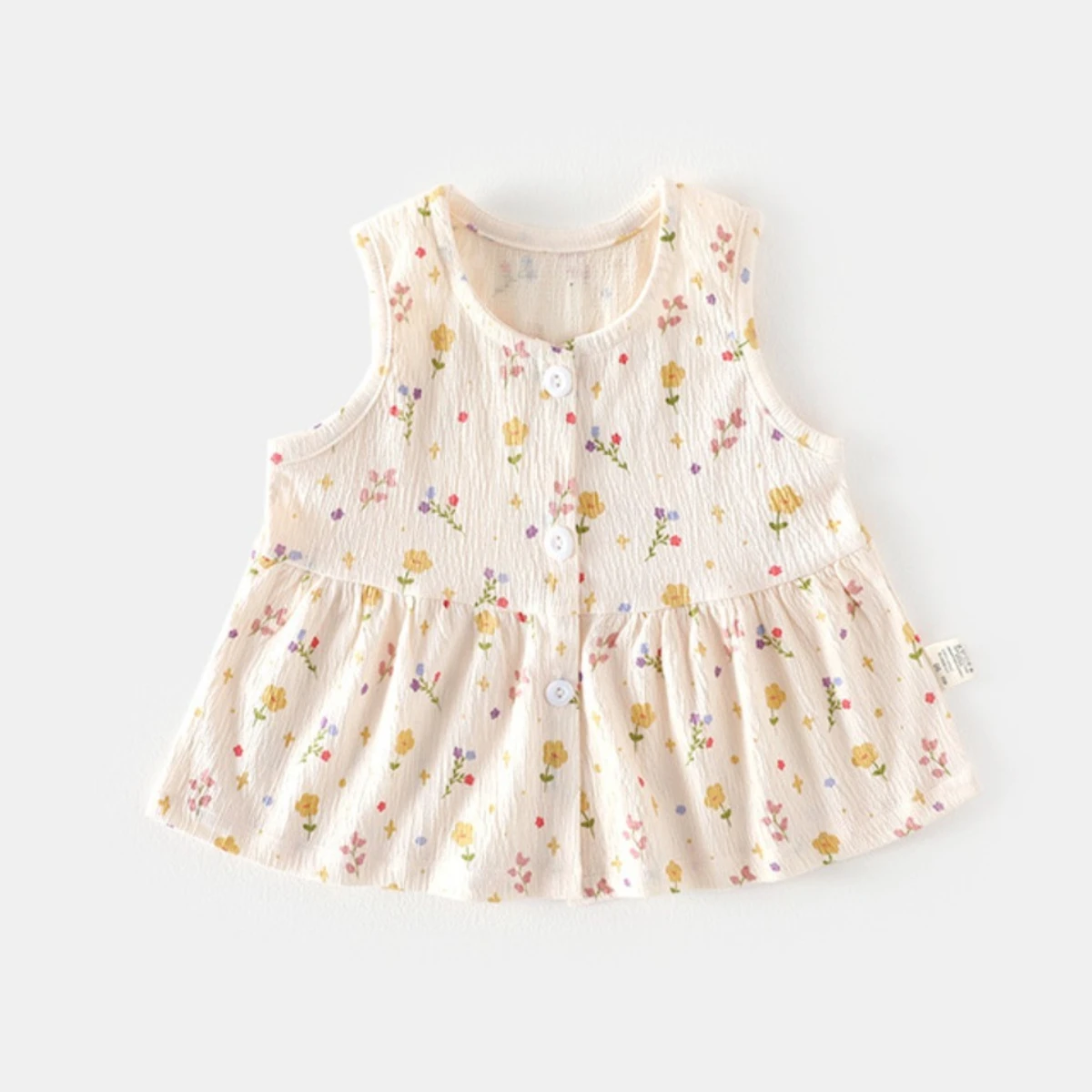 1Y-3T Baby Girl Summer Princess Dress Infant Polyester Lightweight Sleeveless Dress Toddler Outdoor Front Full Open Knit Dress