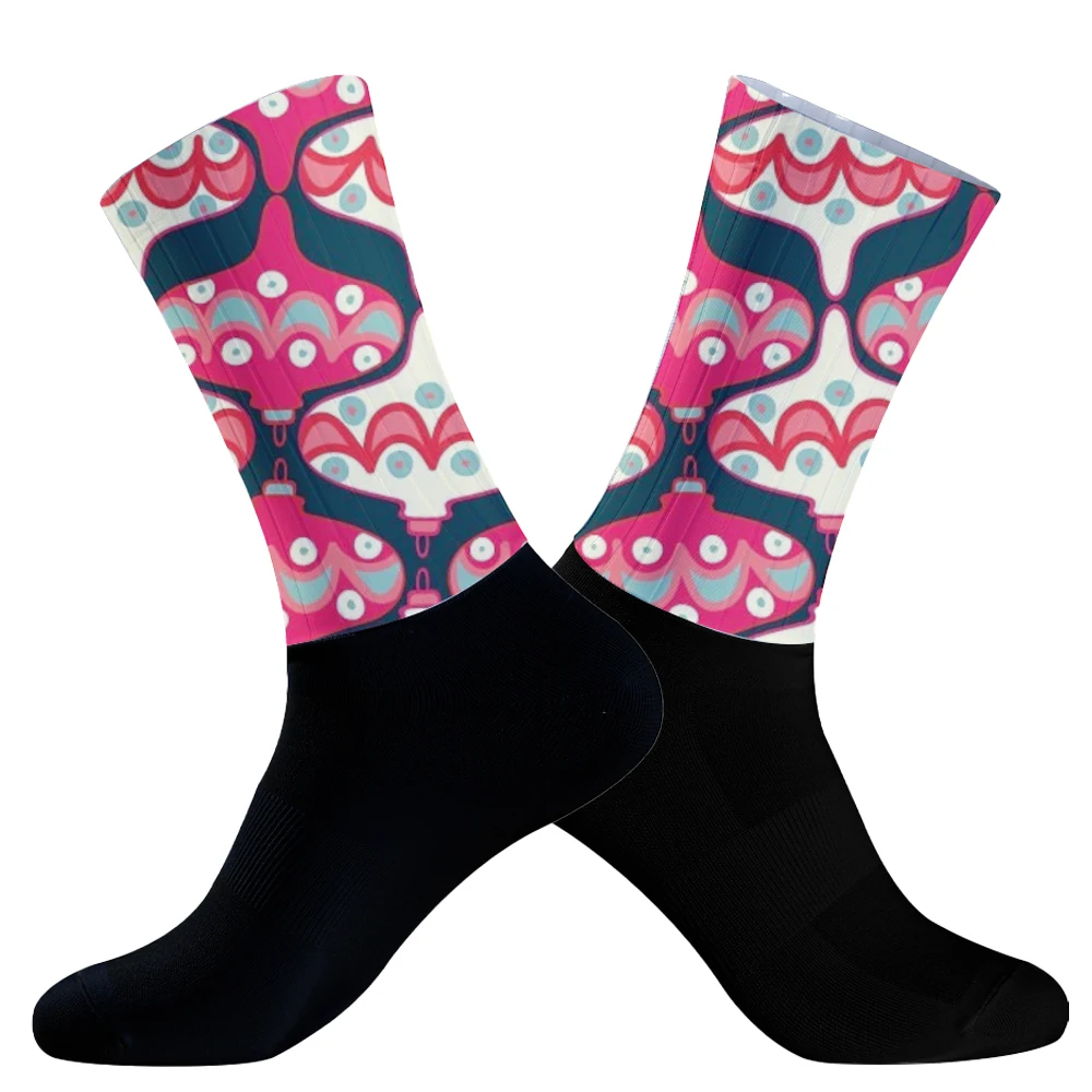 Chaussettes de cyclisme anti-aldes pour hommes et femmes, respirantes, athlétiques, motif de fruits, yoga, football