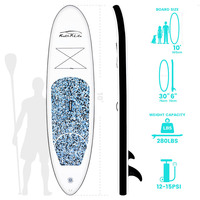 FunWater CAMOUFLAGE Inflatable Stand Up Paddle Board 10'' Long 30' Wide 6' Thick Blue High Density PVC Air Valve