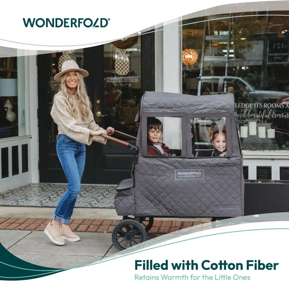 WONDERFOLD Cold Weather Shield Stroller Cover for Winter Made of Premium Breathable Cationic Fabric Filled with Cotton for Warmt