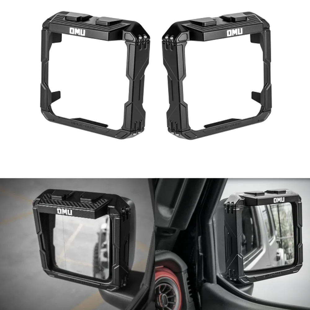 OMU018 Rearview Mirror Windshield For Jeep Wrangler JL 2018+ Gladiator JT 2020+ Black Aluminum Alloy Multifunctional