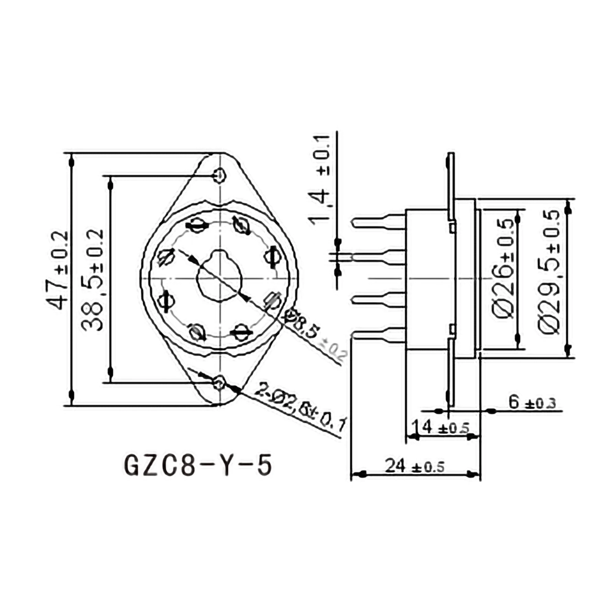 Soquete de tubo cerâmico para amplificador de tubo a vácuo, Base de válvulas para KT88, 6V6, 6L6, EL34, 6N8P, 6N9P, GZC8-Y-5, K8A, 6SL7, 6SN7, áudio, 8Pin