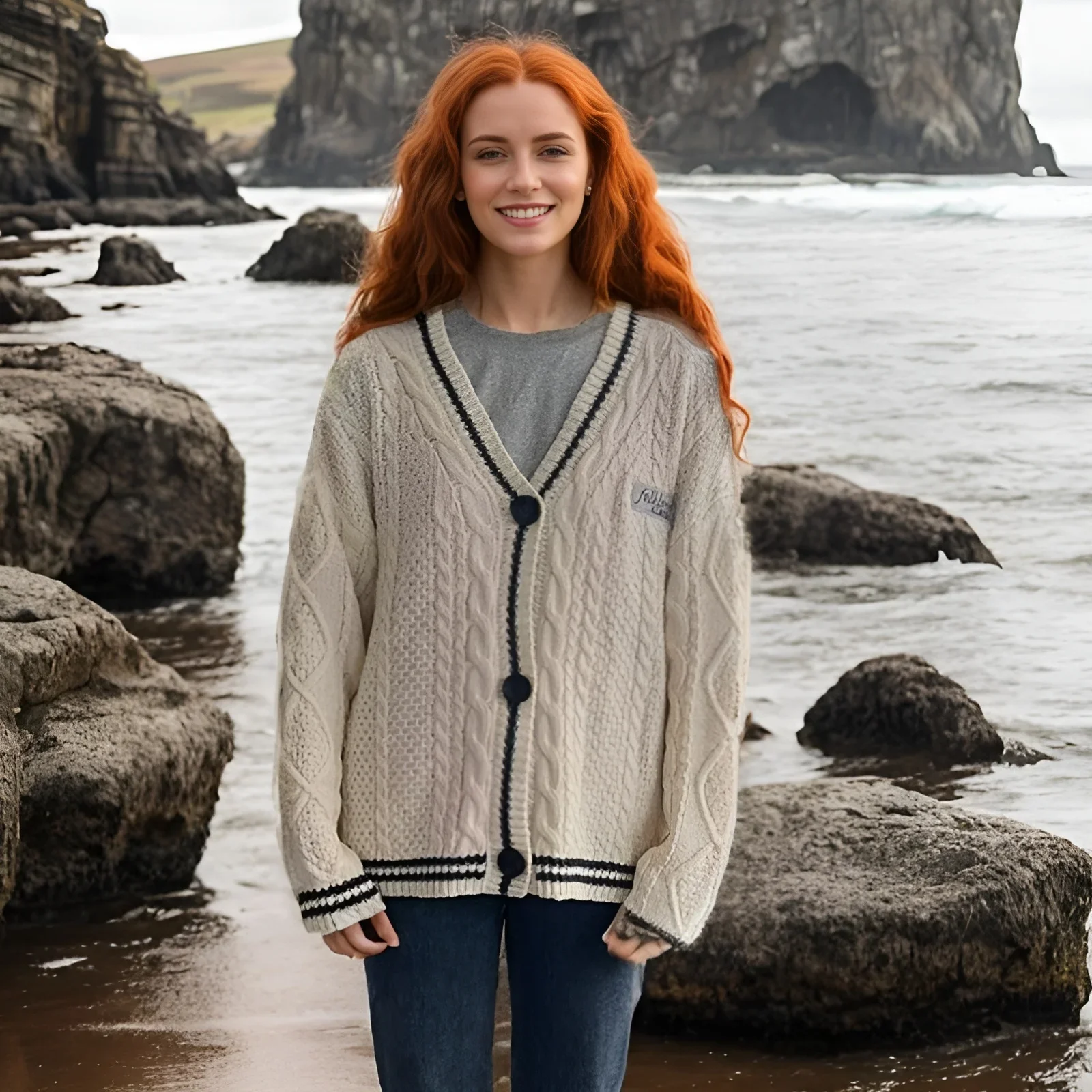 Autumn Trench Coat for Women Oversized Knitted Cotton Cardigan Winter Star Embroidery High Quality Women's Sweaters Y2k Clothes