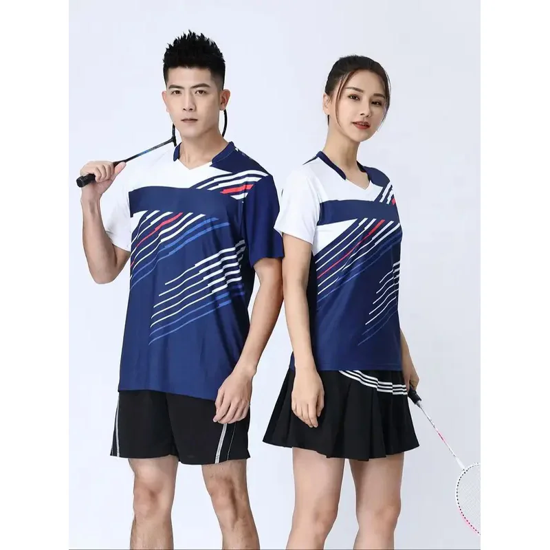 

Badminton suit set for men and women, short sleeved couple, adult and children, quick drying table tennis sports competition sui