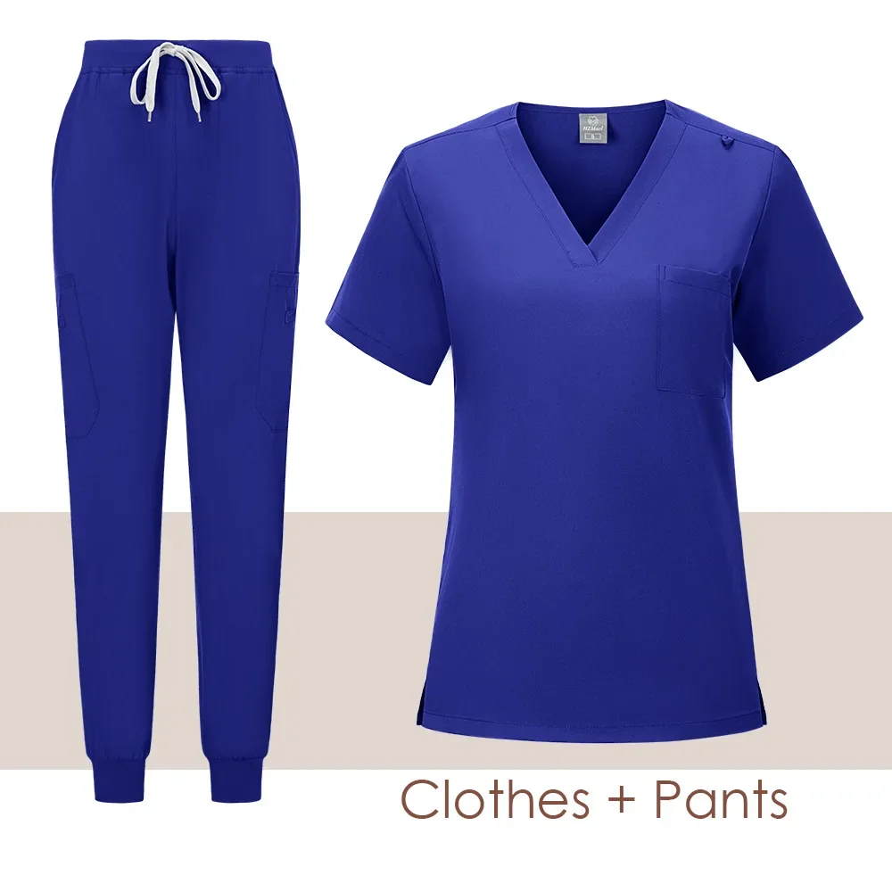 여성용 V넥 반팔 병원 간호사 유니폼