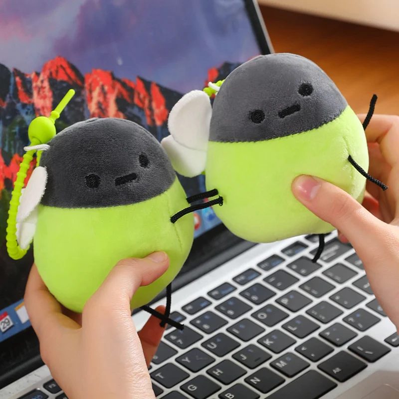 Stuffed Electric 11cm Green Glowworm Glowing Pendant Soft Plush Toy Small Insect Cartoon Animal Plushie Accessory Girls Gifts