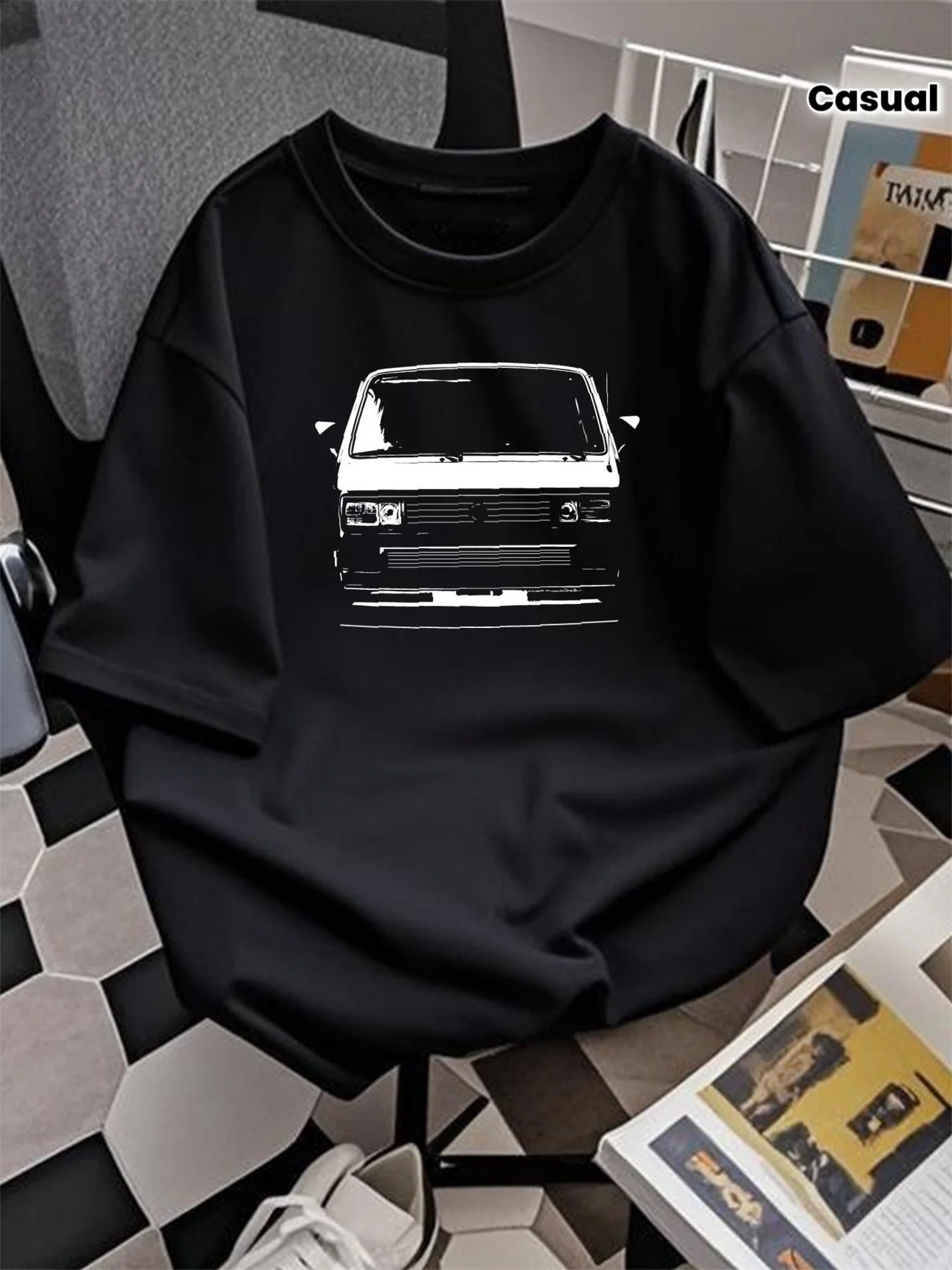 Camiseta gráfica Retro T25 Campervan Doka Bus Caravelle Vanagon, camiseta de manga corta con diseño de furgoneta vintage y cuello redondo