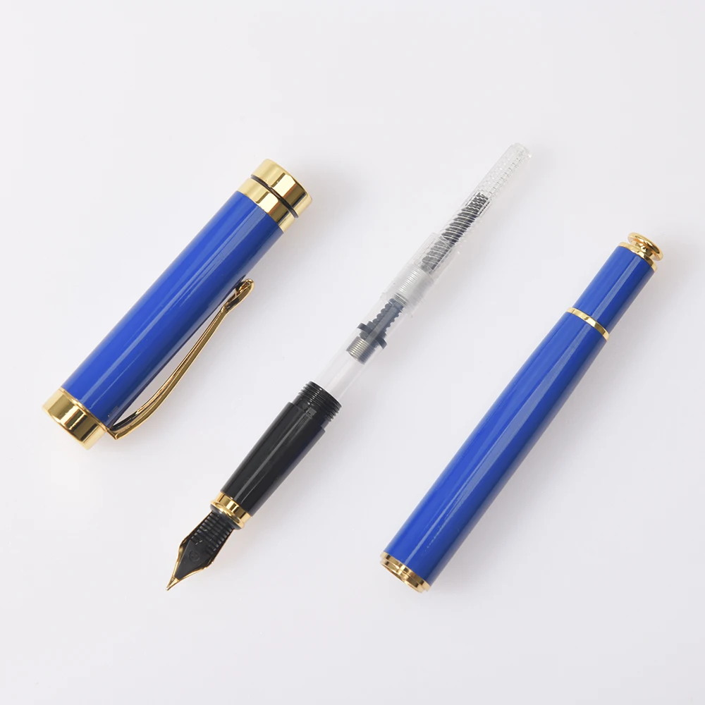 1Pc Golden  Engraving Fountain Pen Ink Gift School Supplies  Stationery Men High Quality Writing  Metal Pen