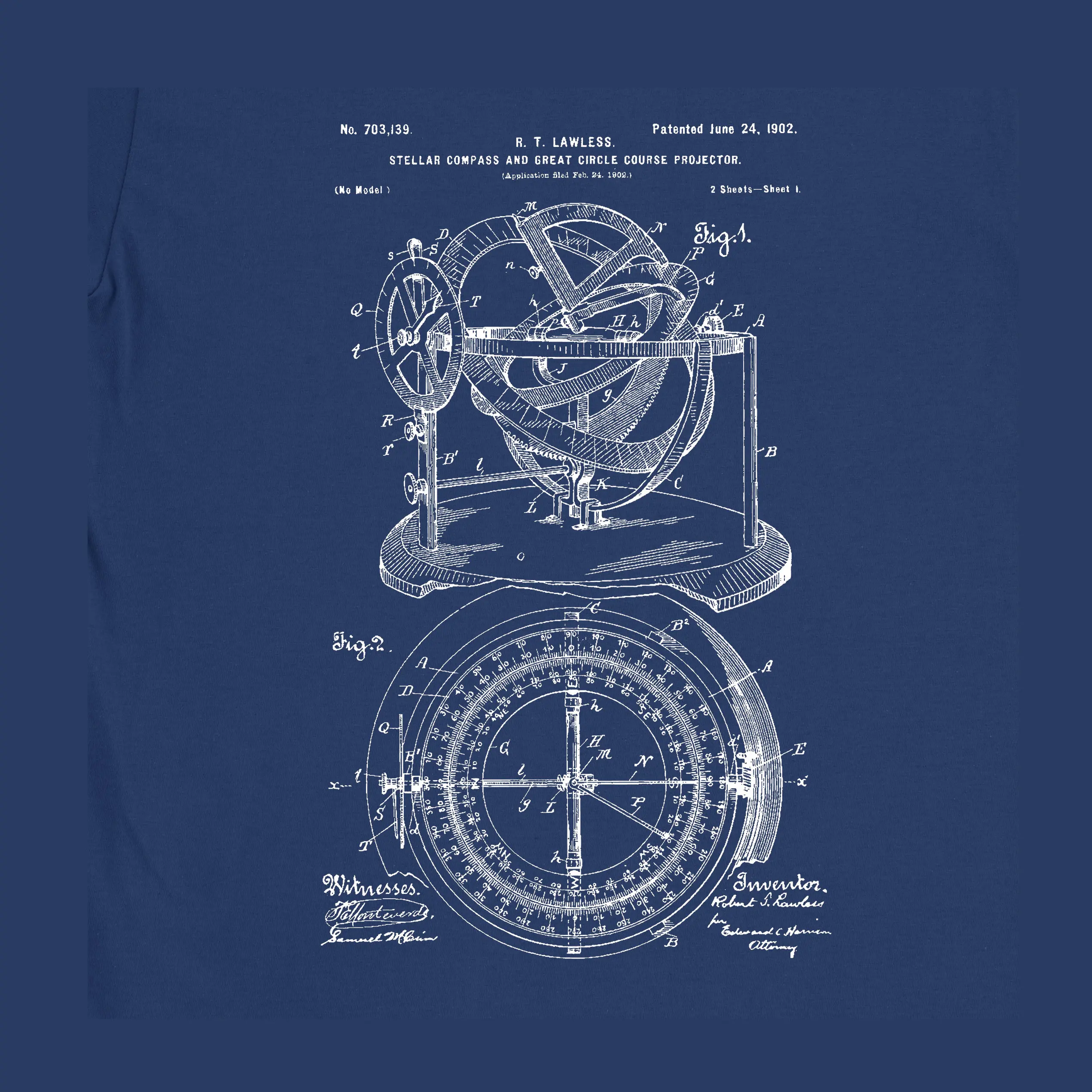 Stellar Compass Circle Course Projector Patent T Shirt Mens Idea 100 Cotton Holiday Christmas Birthday Present