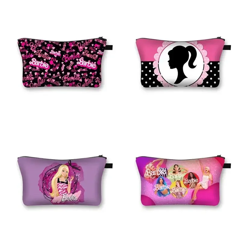 Moda mujer Barbie bolsa de cosméticos lindo Anime dibujos animados Barbie niñas monedero estuche para lápices adornos accesorios regalos de vacaciones