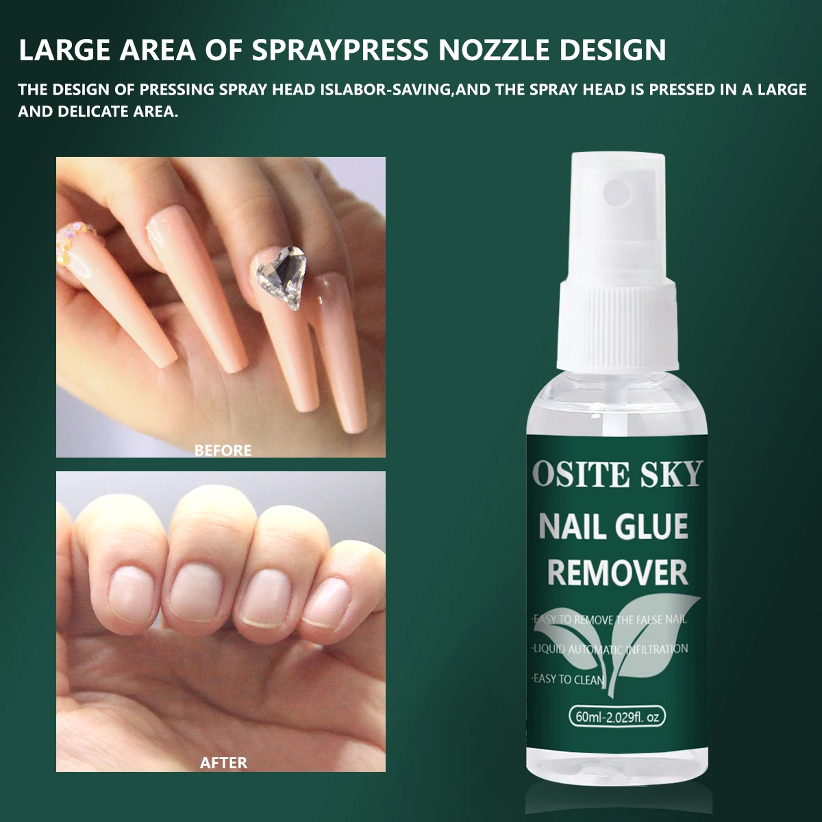 Nagellijm Verwijderaar Voor Valse Nagels 60Ml Nagellijm Verwijderaar Spray Debonder Strass Verwijderaar Gereedschap Reiniger Ontvetter Vloeistof