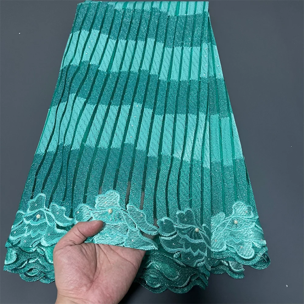 

2025 New African Nigerian High Quality Lace Fabric Embroidered Tulle Net for Wedding Gowns Elegant Bridal Dress Material 5 Yards