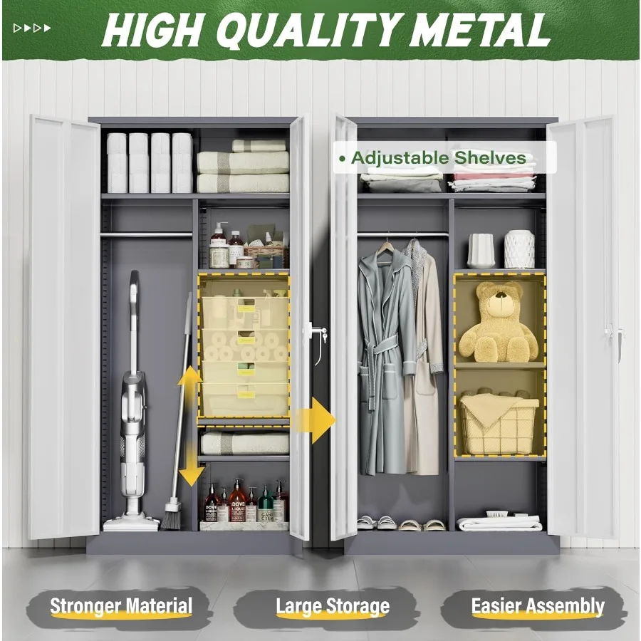 خزانة ملابس معدنية بأبواب وأرفف72 خزانة خزانة ملابس للتفصيل للمكتب وغرفة النوم وغرفة الغسيل hool Em