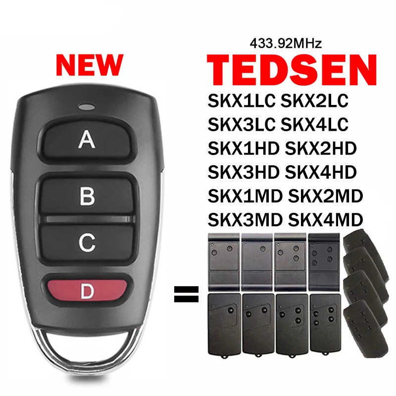 TEDSEN SKX1LC SKX3LC SKX1HD SKX3HD SKX1MD SKX3MD SKX2LC SKX4LC SKX2HD SKX4HD SKX2MD SKX4MD Garage Door Remote Control 433MHz