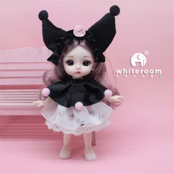 Mini Baby 1/12 Bjd Doll Little Witch Clothes 16cm Children Kid Toy Dolls For Girls Birthday Gif DIY Baby Animal Toys Accessories