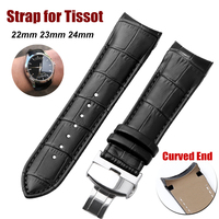 Curved End Calfskin Strap for Tissot T035 627/407/617 Genuine Cowhide Watch Band 22mm 23mm 24mm Butterfly Buckle Men Replacement