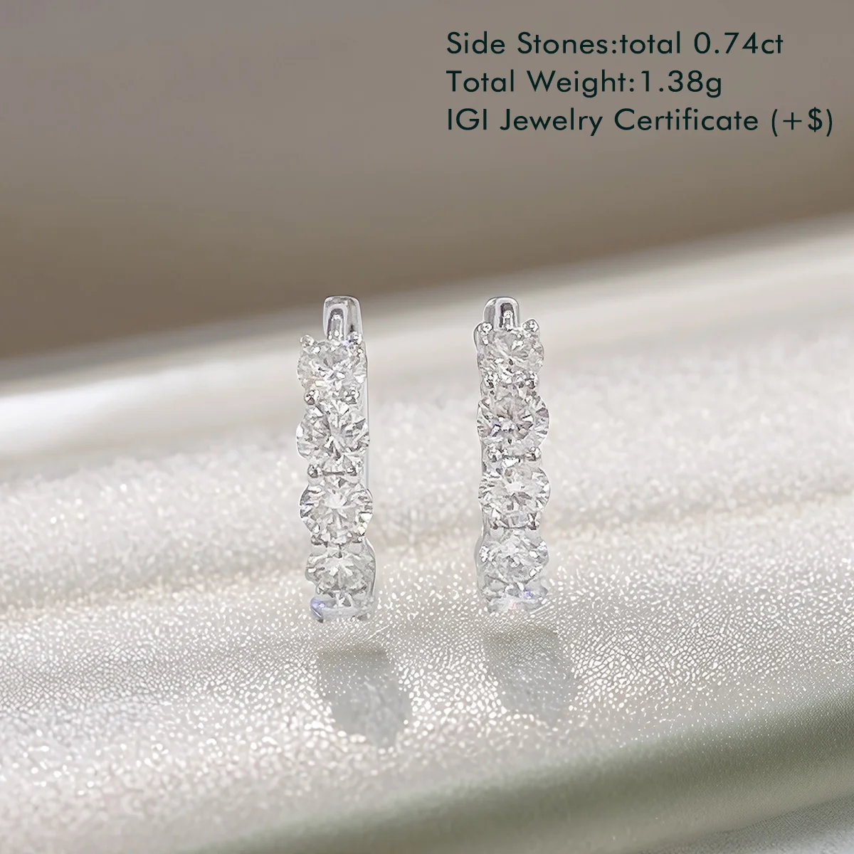 Total 0.74ct 18K White/Yellow Gold Lab Diamond Earrings Classic Round Lab Grown Diamond Hoop Earrings Anniversary Gift for Wife