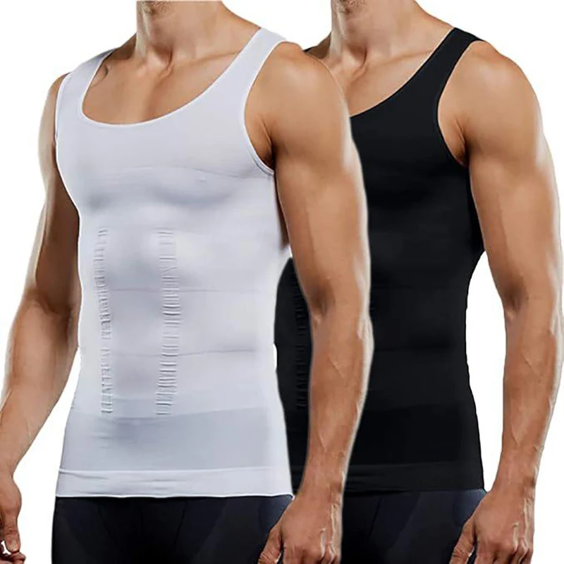 1/2PCS S-3XL Men's Solid Sports Vest Plus Size Body Shaper Fitness Corset Compression Abdomen  Summer Breathable Slim Tops