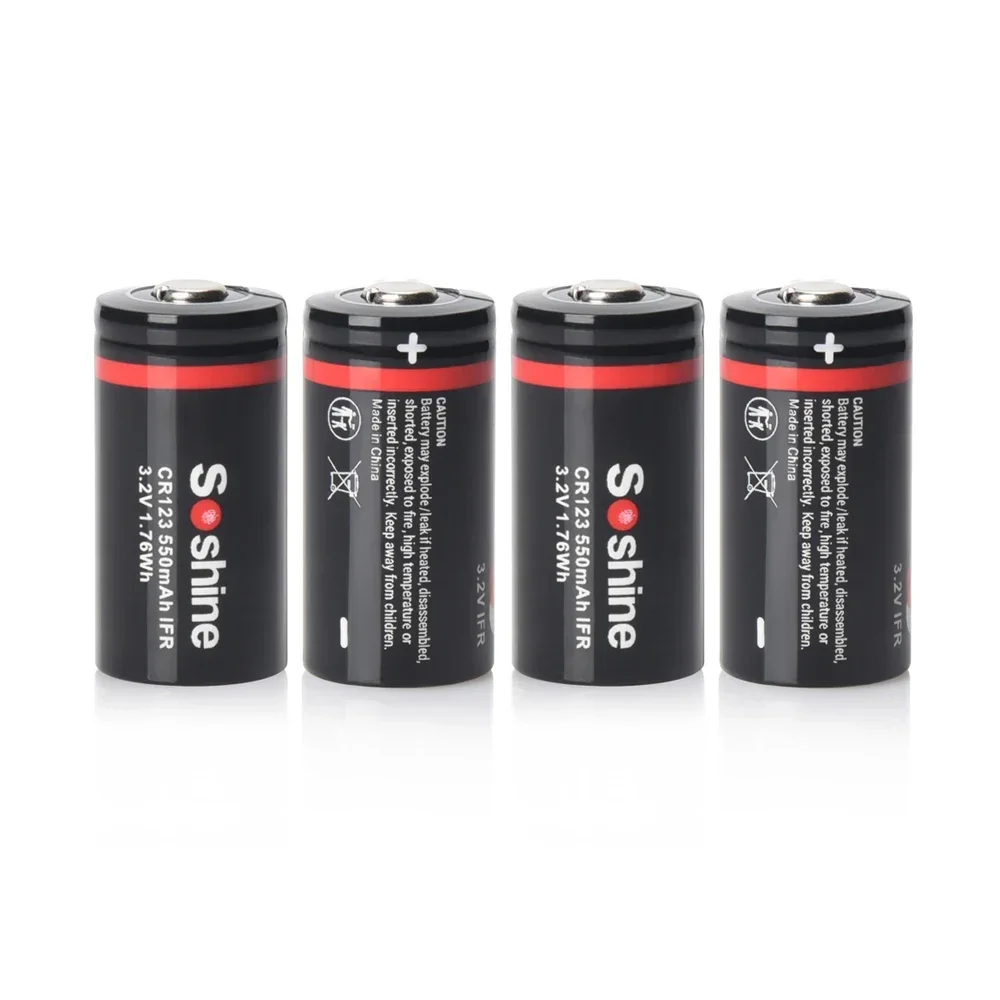 Soshine 550mAh RCR123 LiFePO4 Battery and Smart 16340 LiFePO4 Charger 3.2V 550mAh Rechargeable Battery 2000 Time Discharge Cycle