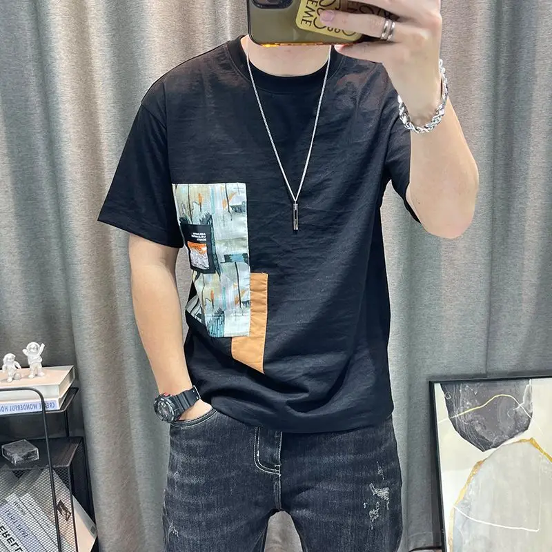 

Men's Casual Short Sleeve T-Shirt With Abstract Print Design For Daily Wear Summer Style