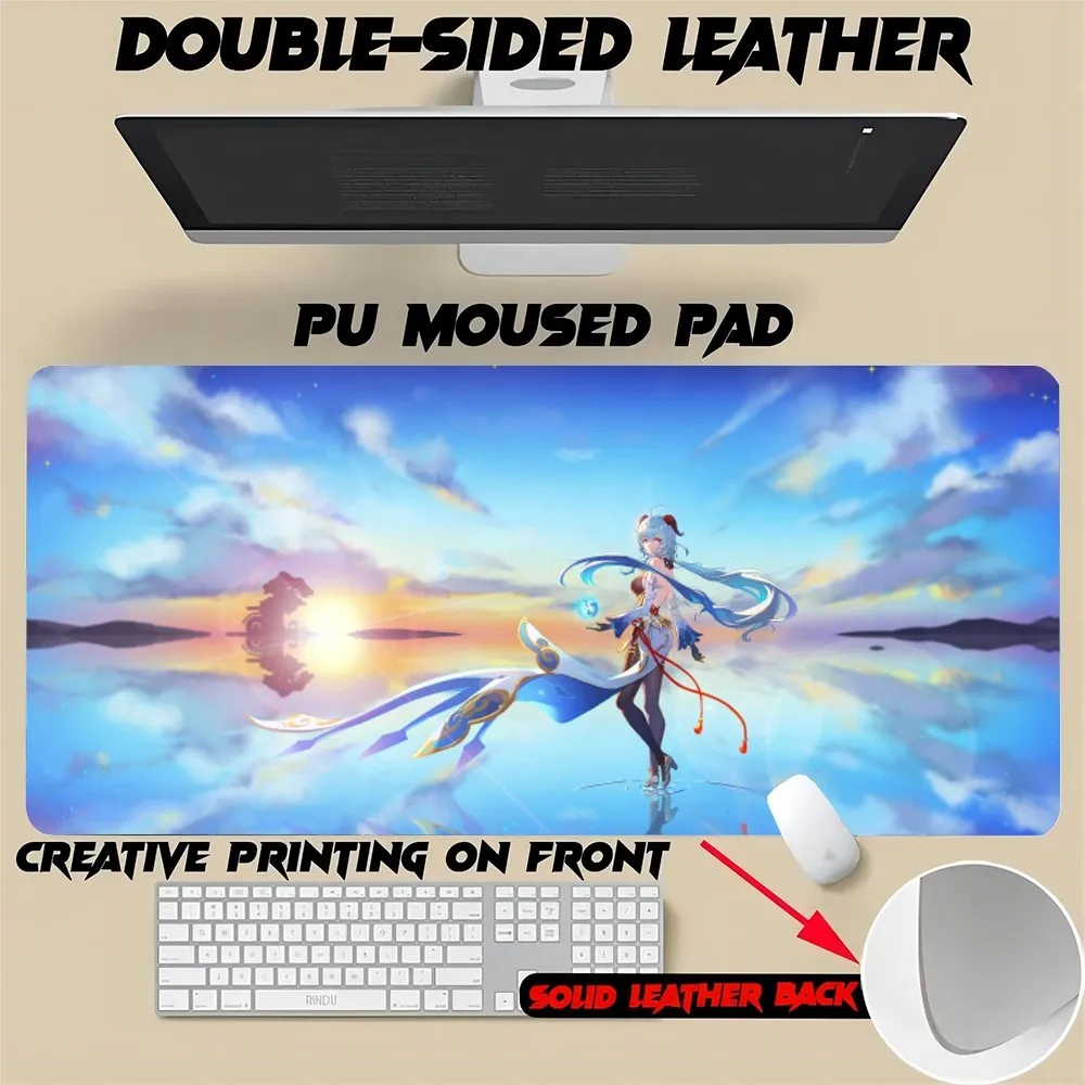 Genshin Impact Mouse Pad Gamer Mouse Pad Size For Office video game Mat Desk Waterproof Table Mat Gameing PU Leather XXL