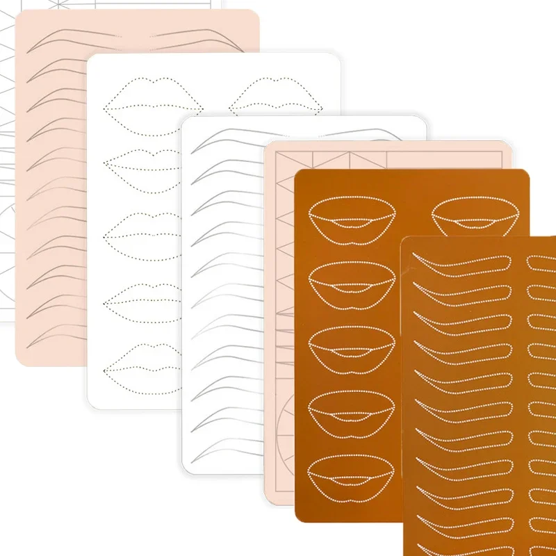 لوح لاتكس للتدريب على المكياج الدائم من السيليكون بطباعة كلا الجانبين مع تصميم الحواجب والشفاه للمبتدئين