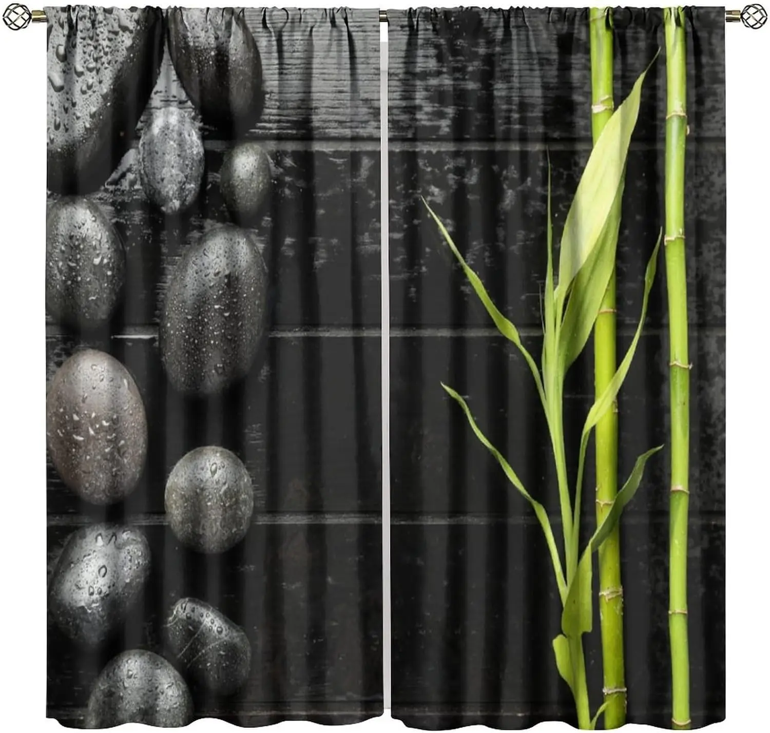 

Плотные шторы из камня в стиле спа-дзен, тематические камни в японском саду в стиле дзен, зеленые бамбуковые деревянные карманные оконные шторы, для спальни Livi