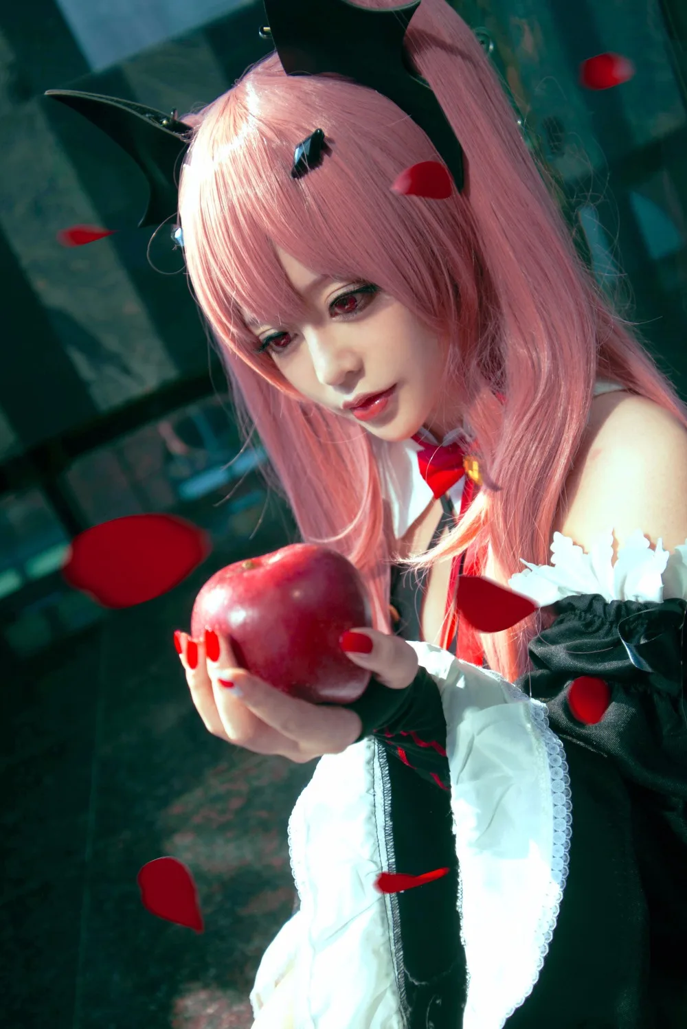 Krul Tepes-peluca recta de 100CM de largo, pelo sintético Owari no Seraph Of The End, peluca de Cosplay de Anime, pelucas de cola de caballo