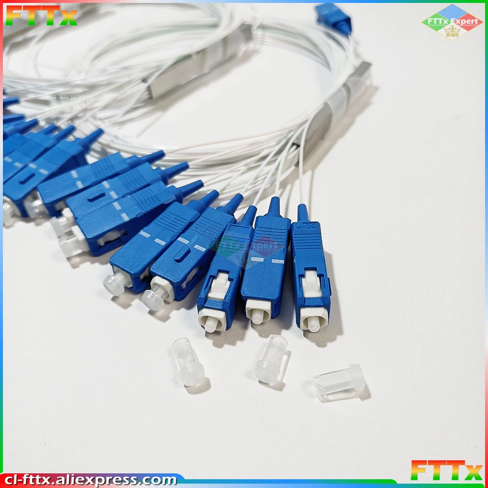 Bộ Chia Quang SC UPC 0.9Mm 1X8 Cáp Quang FTTH Bộ Chia SC UPC PLC FBT Coupler Singlemode Simplex Thép Không Gỉ ống Nhựa PVC