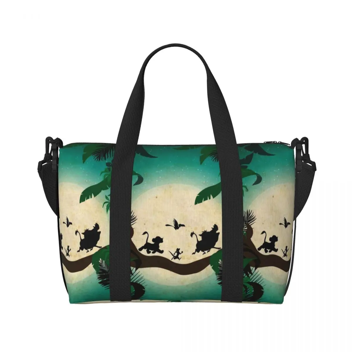 Custom Hakuna Matata Animal Film Tote Bag Women Large Capacity The Lion King Gym Beach Shoulder Travel Bag