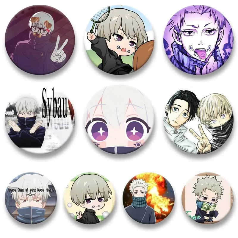 

Toge Inumaki Cartoon Cosplay Badge Anime Figure Round Lapel Pins Cute Plastic Jewelry Brooch Hat Clothes Decoration Toys Gifts