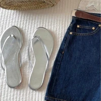 Leather Flip Flops Women Flat Sandalias Casual New Design Beach Slippers Female Narrow Band Jandal Sandals for Woman Slides