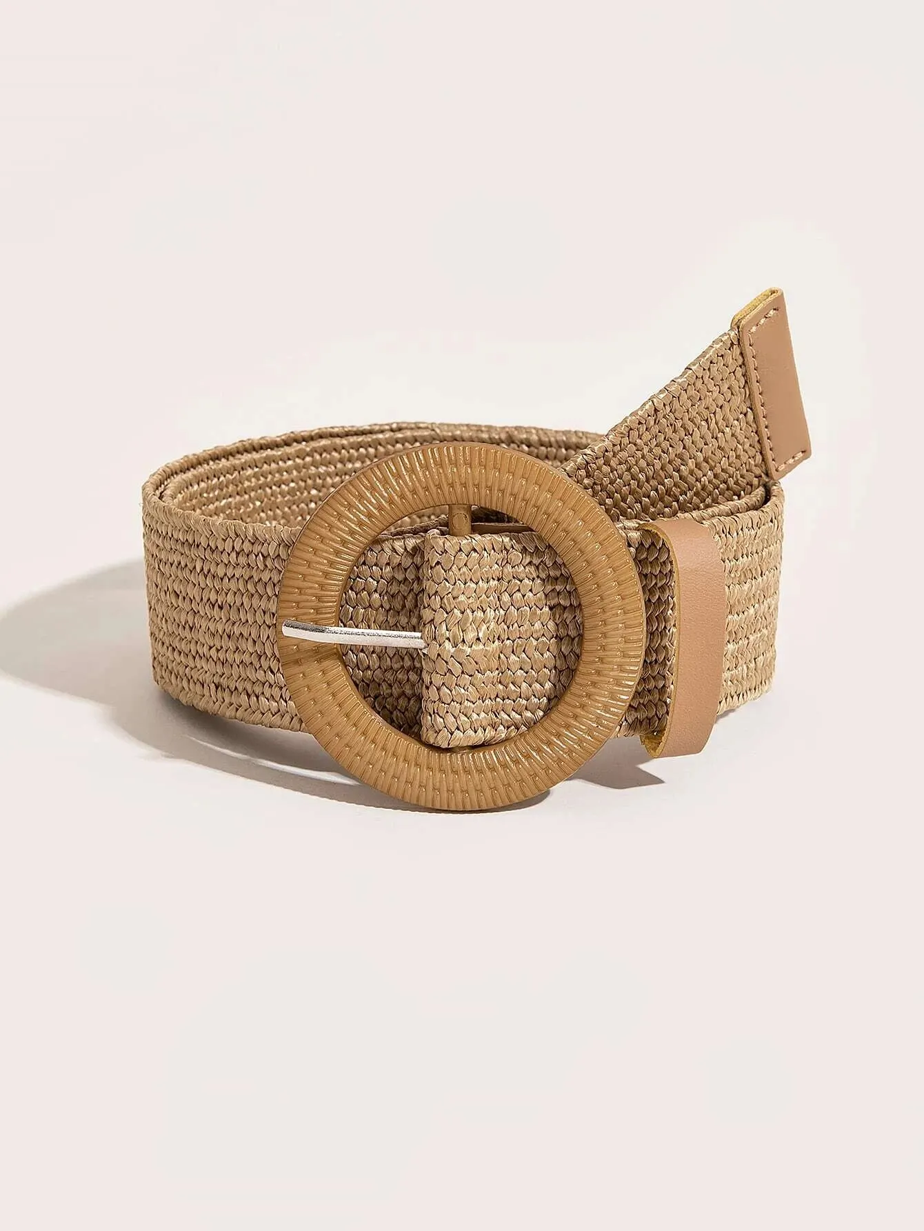 1szt Kobiety Ellipse Buckle Boho Straw Belt For Beach Bead Decor Bohemian Woven Belt For Holiday