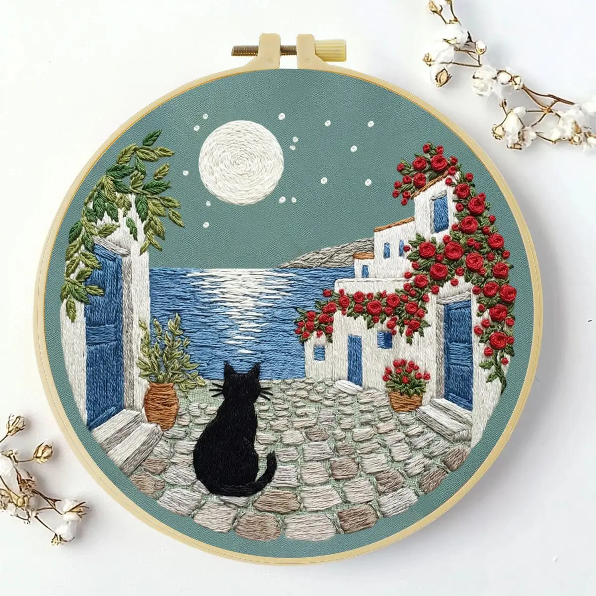 1 Stück 20X20CM/15X15CM 7,87/6,3 Zoll Die Katzen auf der Straße Stickerei-Starter-Kit DIY-Kit DIY-Stickerei-Set Handarbeiten – Detail 2