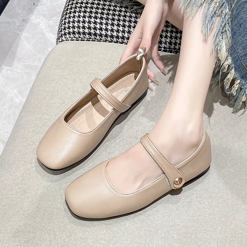 Casual Women's Shallow Mouth Autumn Dress Flat Shoes Women's Square Toe 2024 Hot Selling Autumn and Summer Casual Buckle Belts