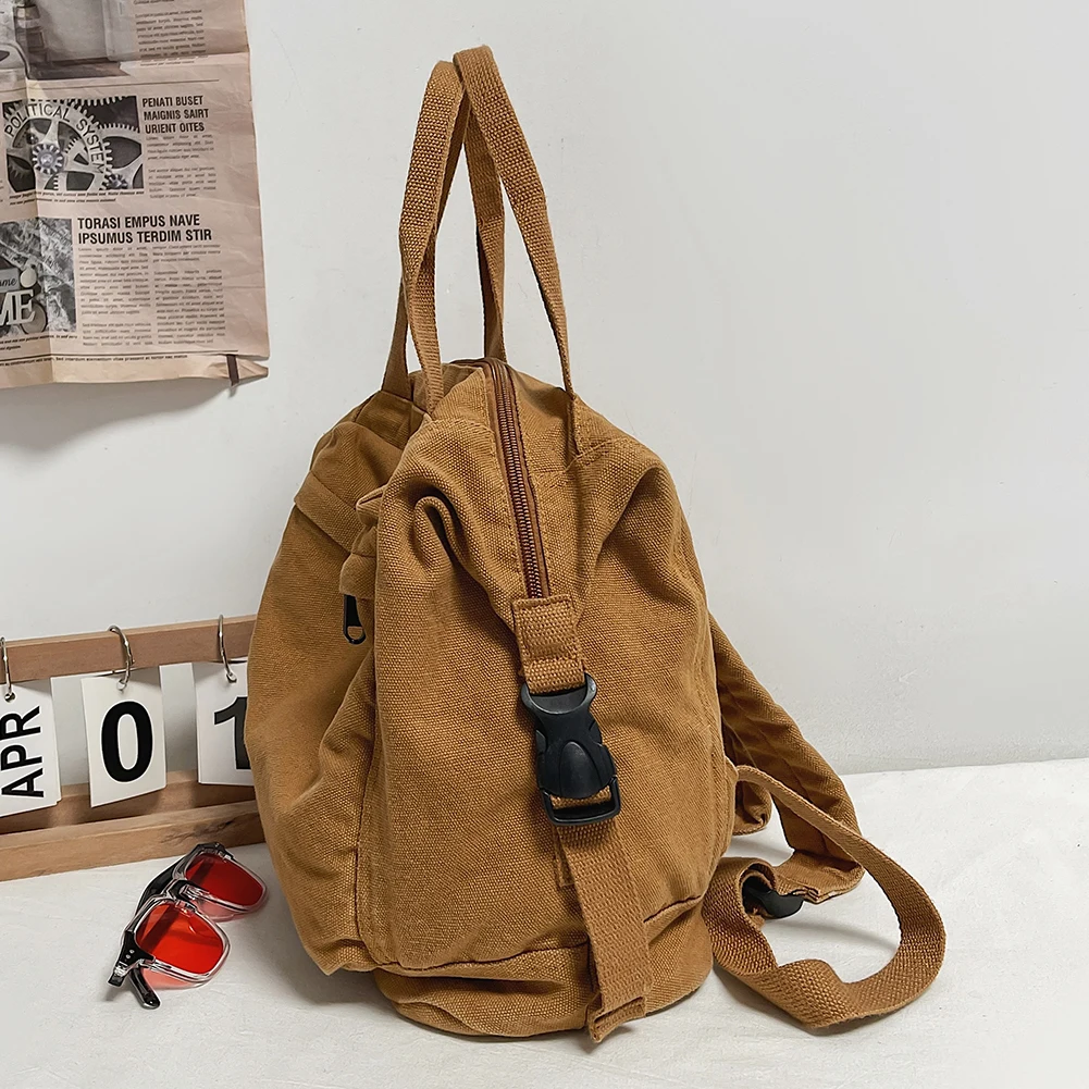 Canvas Backpack Solid Color Commuting School Bag Student Rucksack Aesthetic Hippie Y2K Backpack for Women and Girls