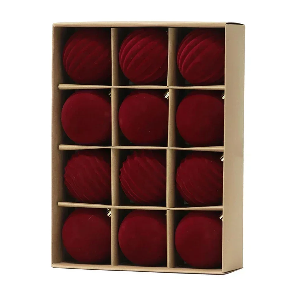 

12 шт. флокированный набор рождественских шаров для творческого украшения своими руками на елки и других праздничных локаций