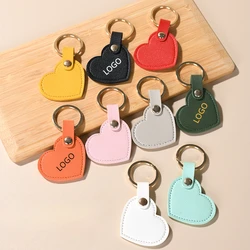 Porte-clés en cuir gravé au laser avec logo personnalisé, pendentif coeur mignon, porte-clés d'amour personnalisé, accessoires de sac de voiture