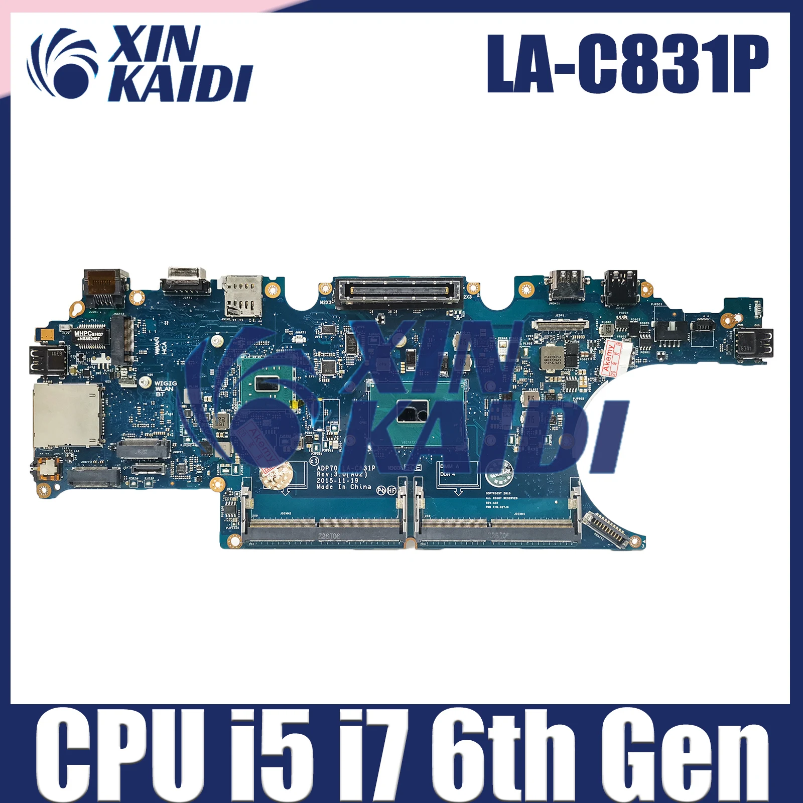 

CN-02MMKG 02MMKG Notebook Mainboard For Dell Latitude E5470 Laptop Motherboard LA-C831P DDR4L With CPU I5 I7 6th Gen