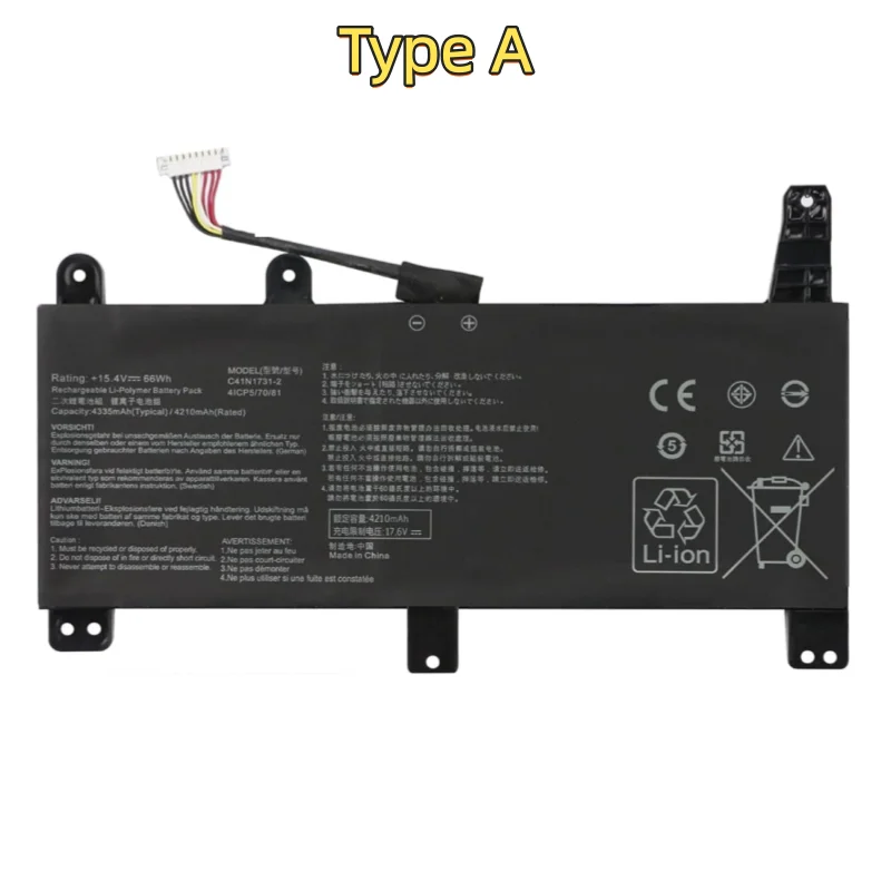 15.4V 66Wh 4335mAh New Laptop Battery C41N1731 C41N1731-1 C41N1731-2 For Asus ROG Strix GL504GM GL504GW GL504GS G515GV GL704GM