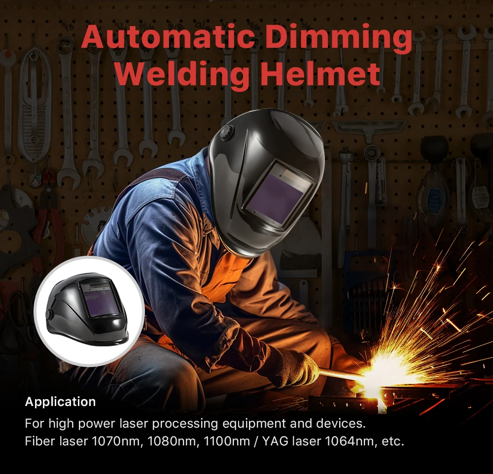 Automatischer Dimm-Schweißhelm OD8+ Fiber YAG UV-Laserschutz 190-450 nm und 900–1100 nm Schutz für Laserschweiß-Schneidemaschine – Detail 1